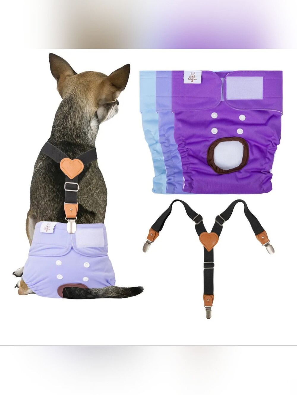 Dogs Cloth Reusable Diapers - Purple, Lavender & Light Blue